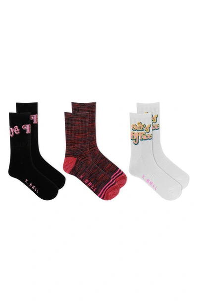 Shop K. Bell Socks 3-pack Assorted Active Crew Socks In Bast