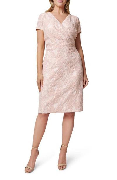 Adrianna Papell Floral Jacquard Sparkle Sheath Dress In Rose