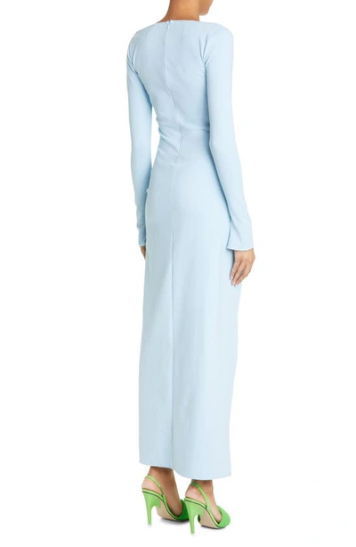 Shop Attico Lawrence Long Sleeve Evening Gown In Baby Blue