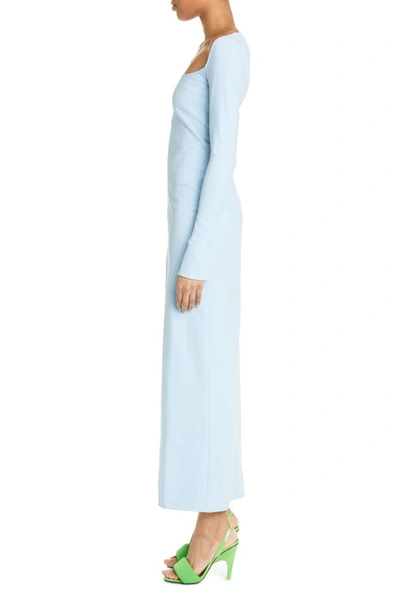 Shop Attico Lawrence Long Sleeve Evening Gown In Baby Blue