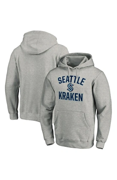 Shop Fanatics Branded Heather Gray Seattle Kraken Victory Arch Team Fitted Pullover Hoodie