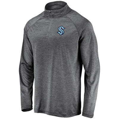 Shop Fanatics Branded Gray Seattle Kraken Synthetic Primary Logo Quarter-zip Pullover Jacket