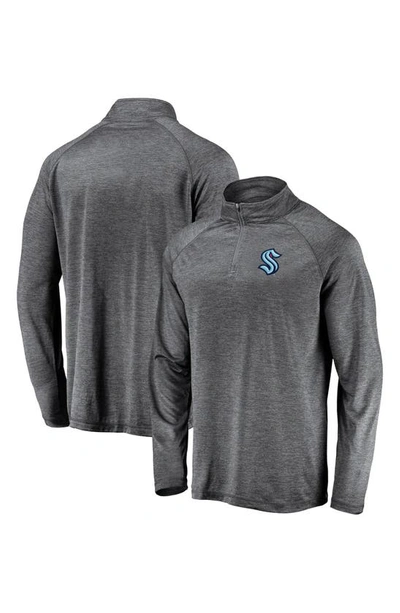 Shop Fanatics Branded Gray Seattle Kraken Synthetic Primary Logo Quarter-zip Pullover Jacket