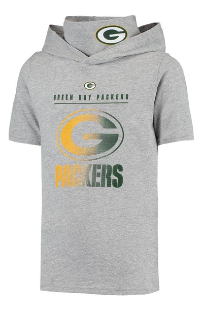 Shop Zzdnu Outerstuff Youth Heathered Gray Green Bay Packers On Guard Hoodie T-shirt In Heather Gray