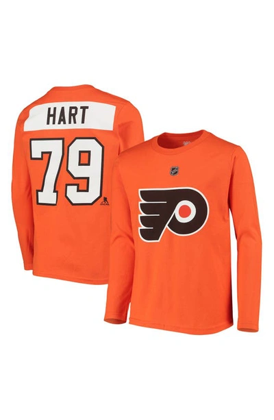 Shop Zzdnu Outerstuff Youth Carter Hart Orange Philadelphia Flyers Authentic Stack Long Sleeve Name & Number T-shirt