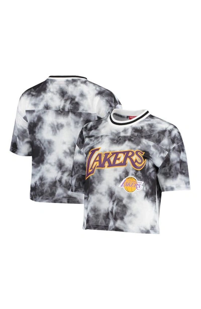 Shop Mitchell & Ness Black/white Los Angeles Lakers Hardwood Classics Tie-dye Cropped T-shirt