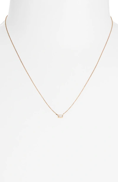 Shop Sethi Couture Petite Baguette Diamond Necklace In Rose Gold