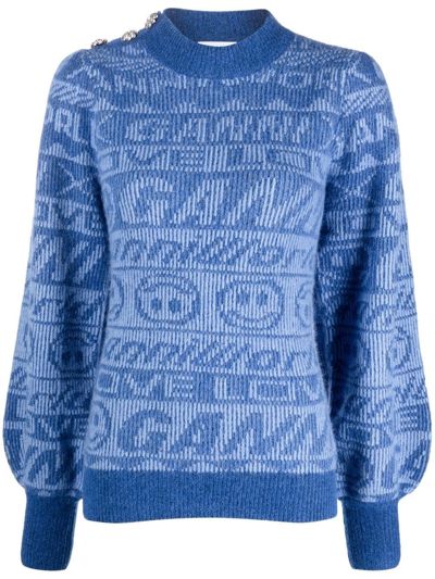 Shop Ganni Sweaters Blue