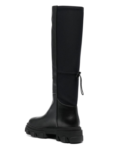 Shop Gia Borghini Leather Tubular Boots In Black