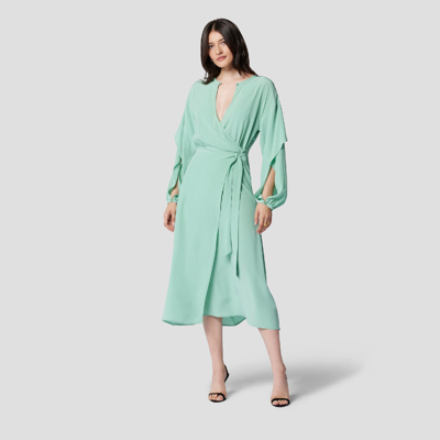Shop Equipment Korinne Silk Dress In Creme De Menthe Green