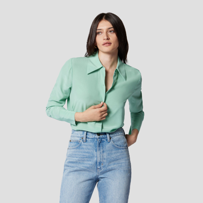 Shop Equipment Leona Silk Shirt In Creme De Menthe Green