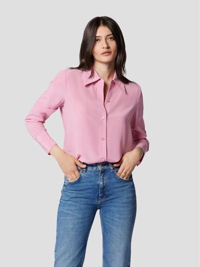 Shop Equipment Leona Silk Shirt In Pink Wild Rose
