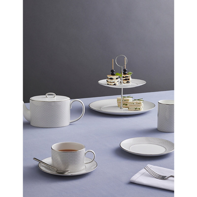 Wedgwood Gio Platinum Metallic Geometric-pattern Bone-china Plate 17cm