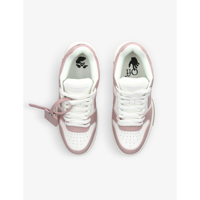 Shop Off-white C/o Virgil Abloh Womens White/comb Out Of Office Logo-embroidered Leather Mid-top Trainers