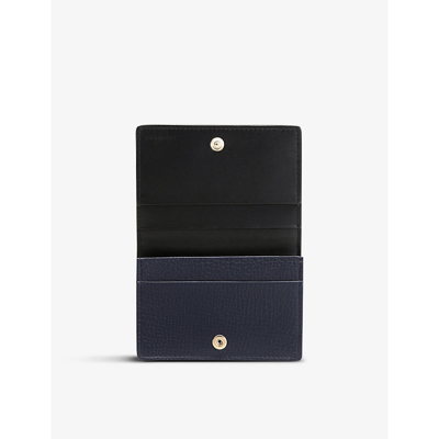 Smythson Ludlow Snap-closure Leather Card Case In Navy