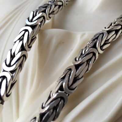 Pre-owned Handmade Real 925 Sterling Silver Box Byzantine King Men Chain Necklace 164gr 22inch 8mm