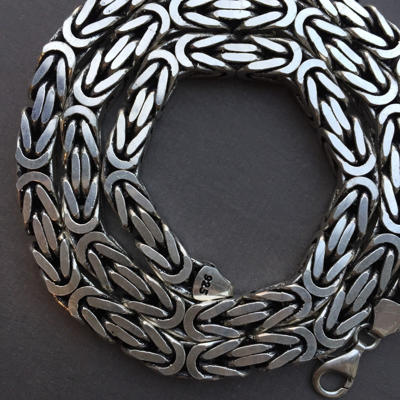 Pre-owned Handmade Real 925 Sterling Silver Box Byzantine King Men Chain Necklace 164gr 22inch 8mm
