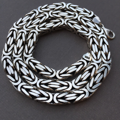 Pre-owned Handmade Real 925 Sterling Silver Box Byzantine King Men Chain Necklace 164gr 22inch 8mm