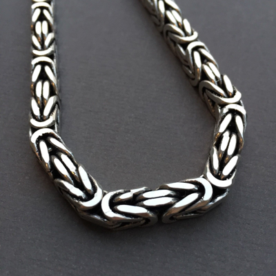 Pre-owned Handmade Real 925 Sterling Silver Box Byzantine King Men Chain Necklace 164gr 22inch 8mm