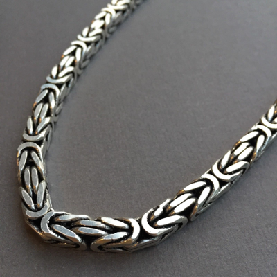Pre-owned Handmade Real 925 Sterling Silver Box Byzantine King Men Chain Necklace 164gr 22inch 8mm