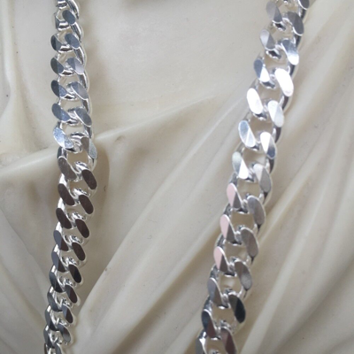 Pre-owned Handmade 24 Inch Boys Mens Tight Curb Chain Miami Neckchain 925 Sterling Silver 8mm 87gr
