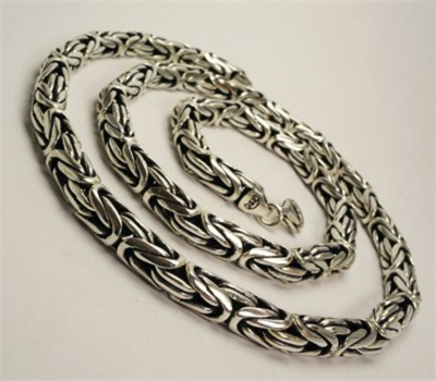 Pre-owned Mallofistanbul Mens King Byzantine Chain Necklace Solid 925 Sterling Silver 7mm 26 Inch 160gr