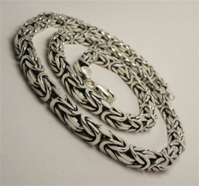Pre-owned Mallofistanbul Mens King Byzantine Chain Necklace Solid 925 Sterling Silver 7mm 26 Inch 160gr