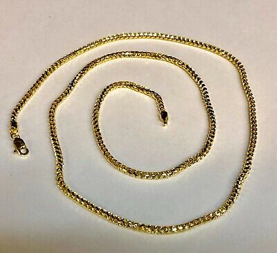 Pre-owned R C I 14k Yellow Gold Mens Solid D/c Round Franco Link 24" 2.2 Mm 14grm Chain Necklace In No Stone