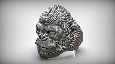 Pre-owned Liberty Gorilla Ring Silver Gold Sculpture Animal Design Jungle Unisex Man Woman