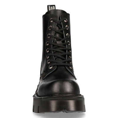 Pre-owned New Rock Rock Mili-084n-s3 Black Gothic Boots Military Unisex 8 Hole Biker Shoes Goth