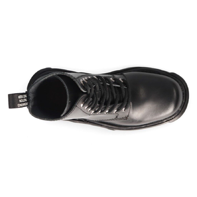 Pre-owned New Rock Rock Mili-084n-s3 Black Gothic Boots Military Unisex 8 Hole Biker Shoes Goth