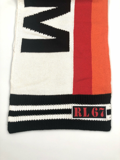 Pre-owned Polo Ralph Lauren Stadium Pwing Neck Wrap Black / Red / Cream Wool-blend Scarf