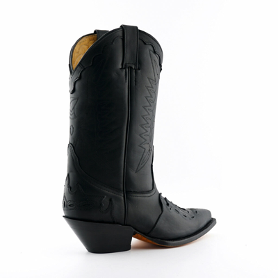 Pre-owned Grinders Arizona Hi Unisex Black Leather Boots Cuban Heeled Cowboy Boots