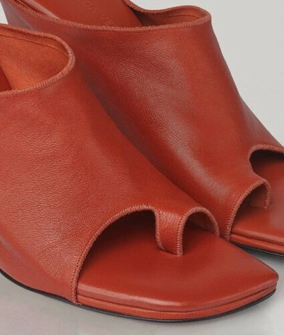 Pre-owned Bottega Veneta $920  Leather Mules With High Vamp Orange Shoes 7.5 Us 618760