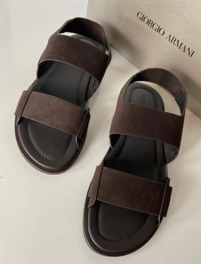 GIORGIO ARMANI Pre-owned $625  Brown Suede/leather Ankle Strap Sandals 10.5 Us X2p064