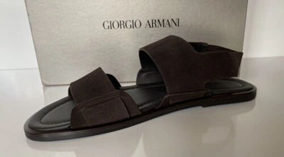Pre-owned Giorgio Armani $625  Brown Suede/leather Ankle Strap Sandals 10.5 Us X2p064