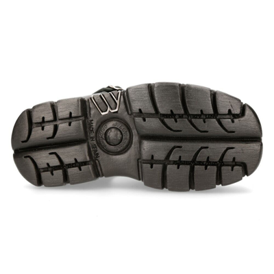 Pre-owned New Rock Rock Boots M-bios101-c2 Unisex Metallic Black 100% Leather Sandal Punk Rock