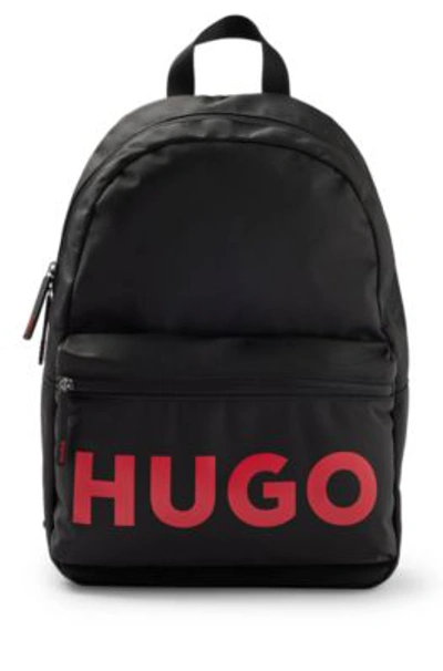 Shop Hugo Recycled-material Backpack In Matte Effect With Logo Print In Black