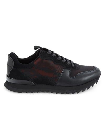 Shop Karl Lagerfeld Men's Camo Mix Media Running Sneakers In Black Red