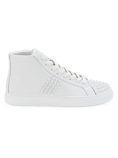 Shop Saks Fifth Avenue Men's Wentworth Studded Leather High Top Sneakers In White