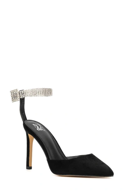 New York And Company Mallory Embellished Ankle Strap Pump In Black