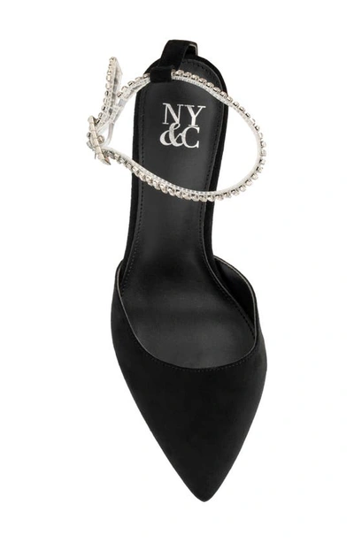 Shop New York And Company Mallory Embellished Ankle Strap Pump In Black
