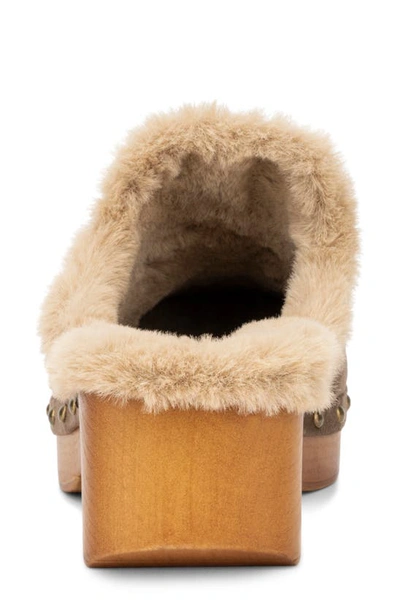 New York And Company Wynna Studded Faux Fur Lined Clog In Taupe