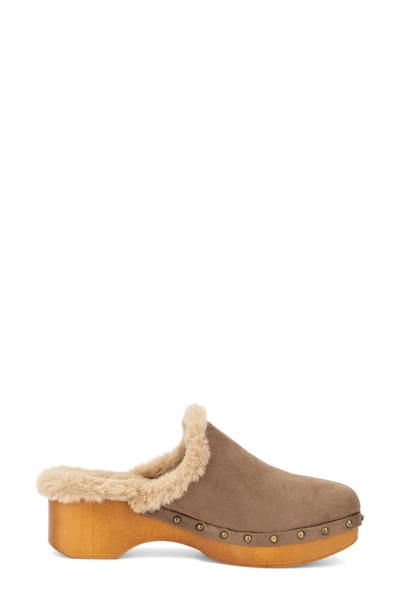 New York And Company Wynna Studded Faux Fur Lined Clog In Taupe