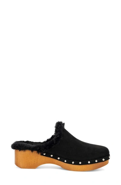 New York And Company Wynna Studded Faux Fur Lined Clog In Black