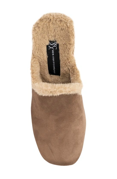 New York And Company Wynna Studded Faux Fur Lined Clog In Taupe