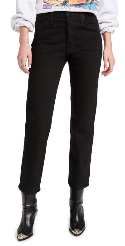 Mother ‘the Tomcat' High Rise Straight Leg Ankle Denim Jeans In Black