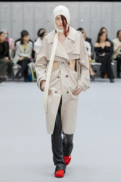 Shop Coperni Twisted Cut-out Trench Coat In Beige