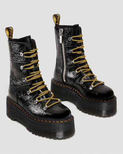 Shop Dr. Martens' Women's Ghilana Max Distressed Patent Leather Platform Boots In Black