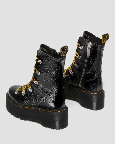 Shop Dr. Martens' Women's Ghilana Max Distressed Patent Leather Platform Boots In Black